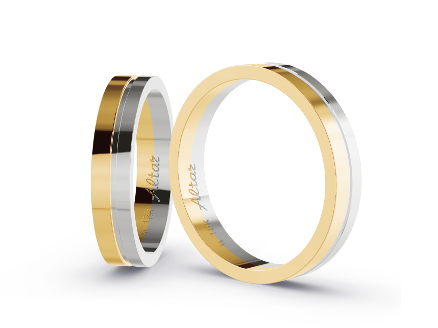 Exemplo 3d deu m belíssimo par de alianças personalizados na altar