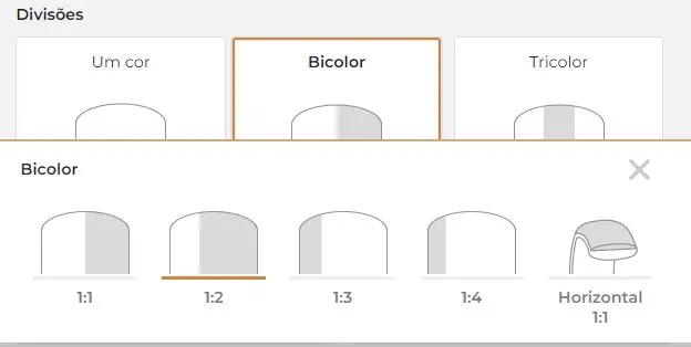 Como criar a aliança perfeita? - 3 Imagem do personalizador de alianças do site altar alianças. Onde tem a opção de escolher divisões da aliança em uma cor, bicolor ou tricolor.