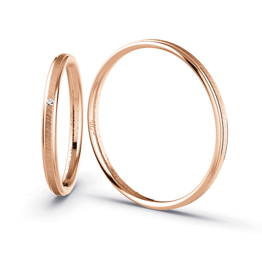 Aliança de casamento ouro rosé 18k berna 2mm | aliança fina