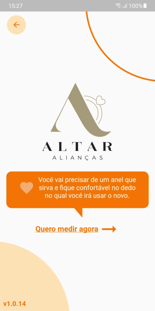 Casamento Surpresa – nova moda que você precisa conhecer - Aplicativo-como-medir-o-dedo-para-a-alianca Print da tela inicial do aplicativo da altar alianças de medir o dedo.