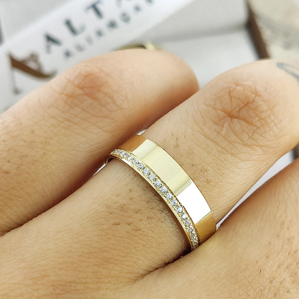 Aliança de casamento ouro 18k peru 5mm | aliança semi anatômica