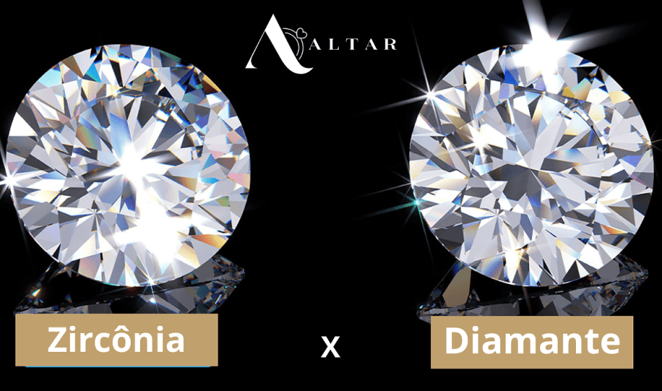 Diferença entre zircônia e diamante.