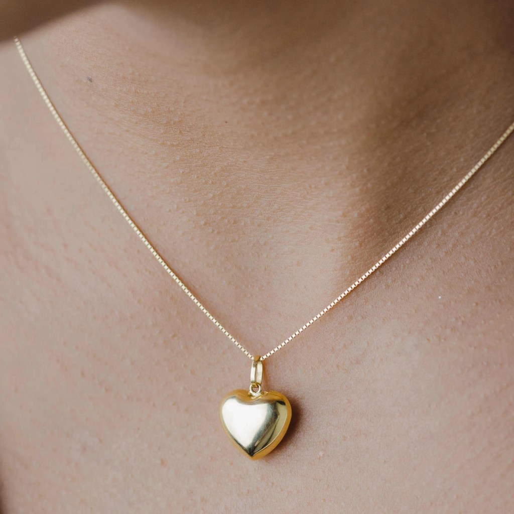 Colar de coração de ouro 18k chamois | altar