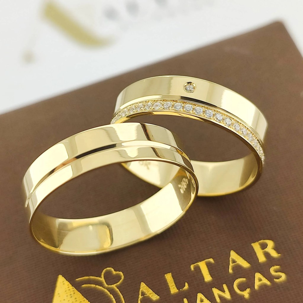 Aliança de casamento ouro 18k maláui 5mm | aliança reta
