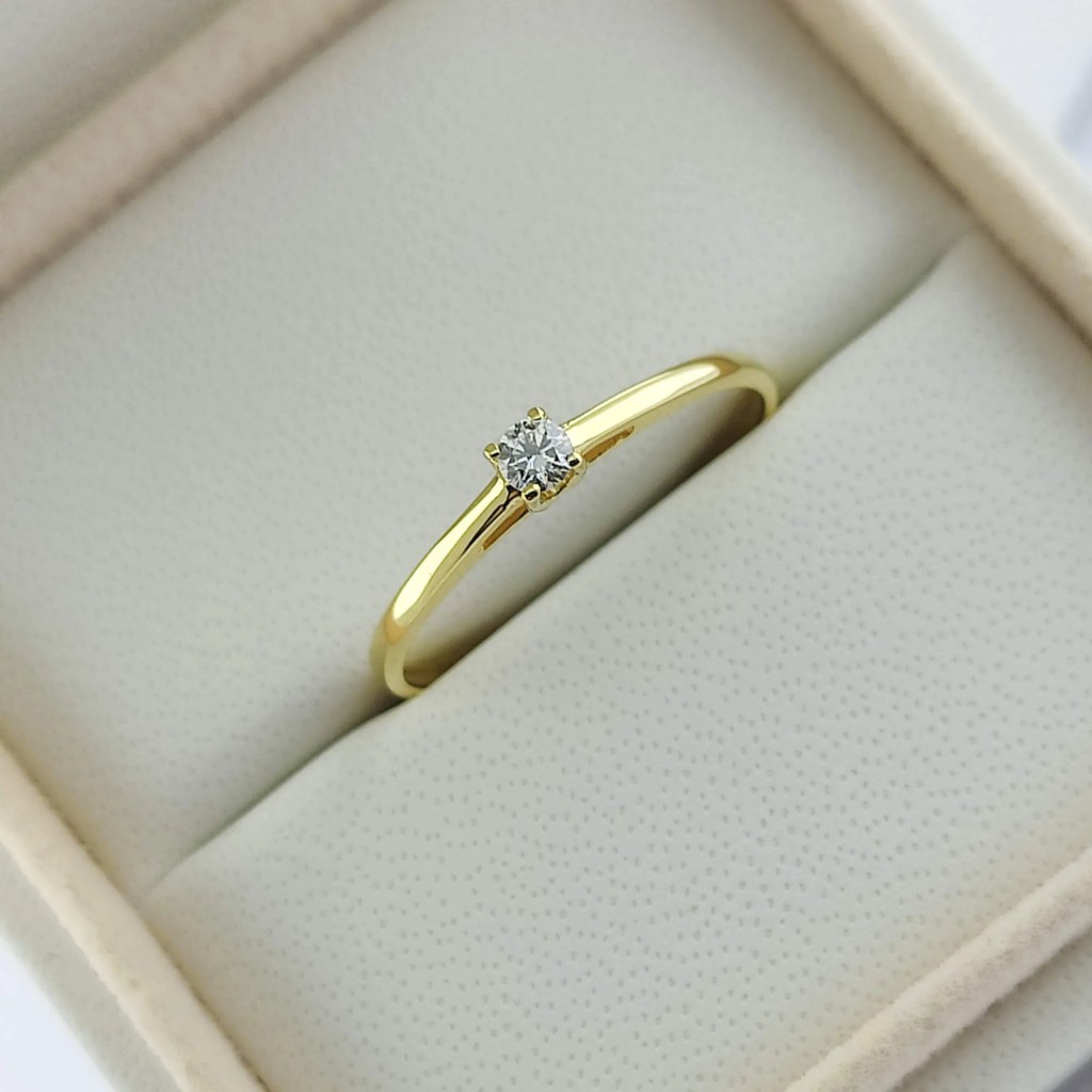 Anel de noivado ouro 18k rembrant| com diamante