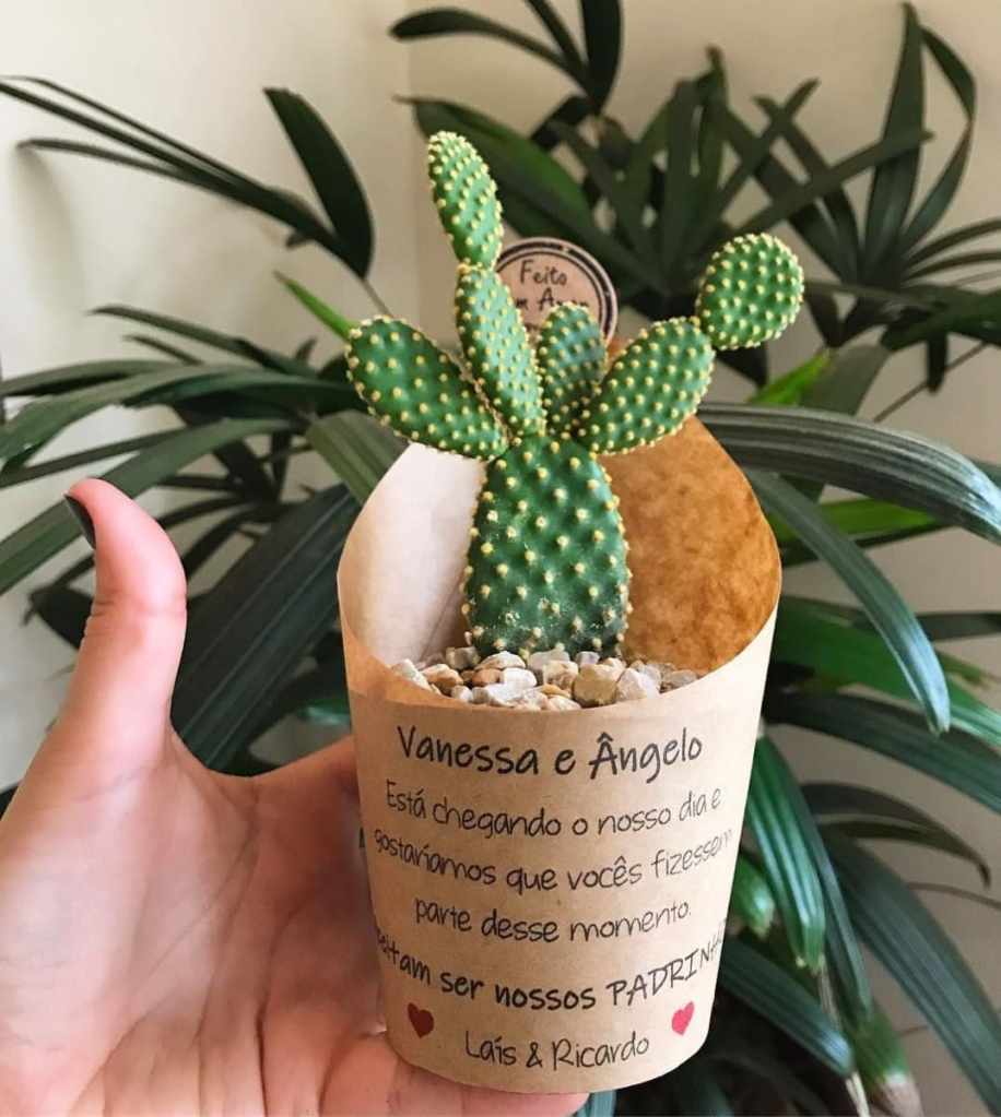 Planta cactos como lembrancinha de casamento para padrinhos - inspiração de lembrancinhas para padrinhos de casamento