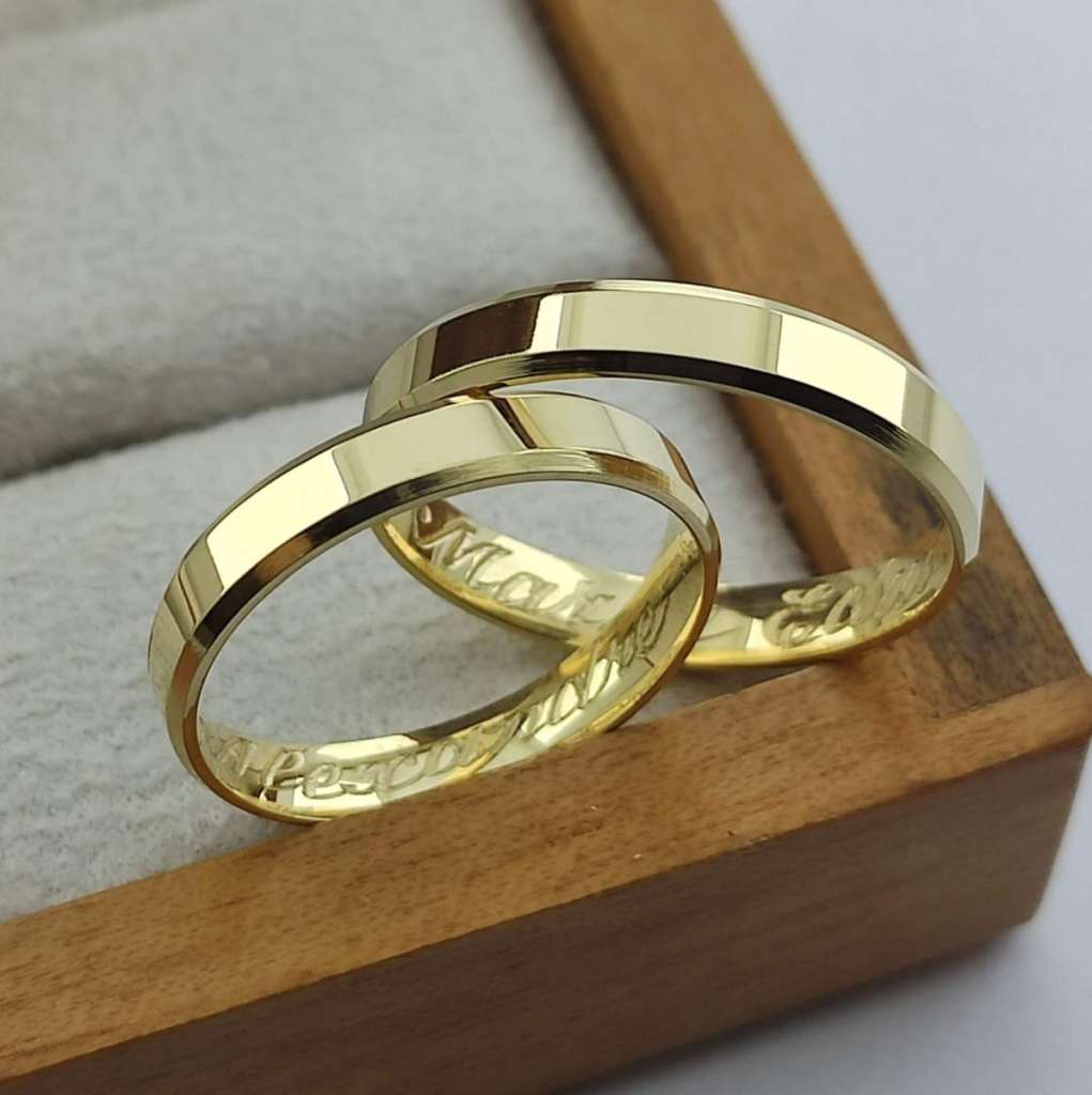 Aliança de casamento fina sidney ouro 18k 3mm retas