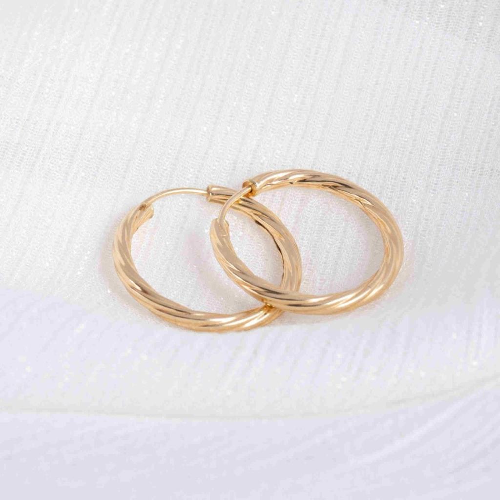 Brinco argola glauque fiios retorcidos ouro amarelo 18k